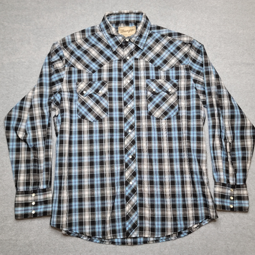 Mens Wrangler Western fashion snap shirt LS Large rodeo